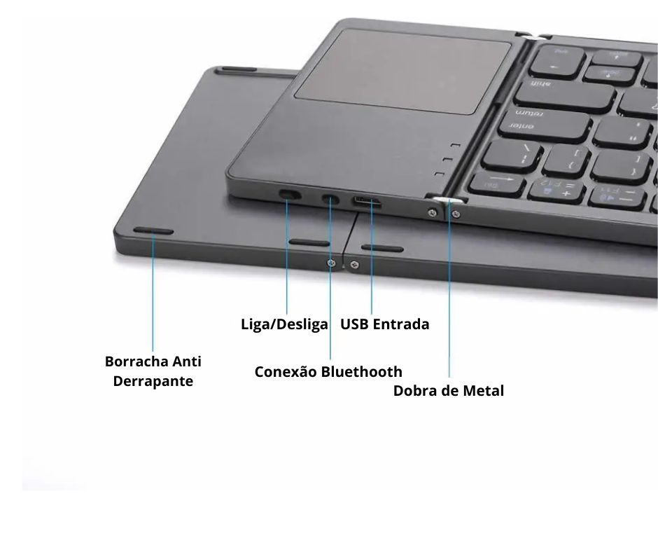 [Black Friday] TypeFlow® - Teclado Com Mouse Para Celulares, Portátil Dobrável