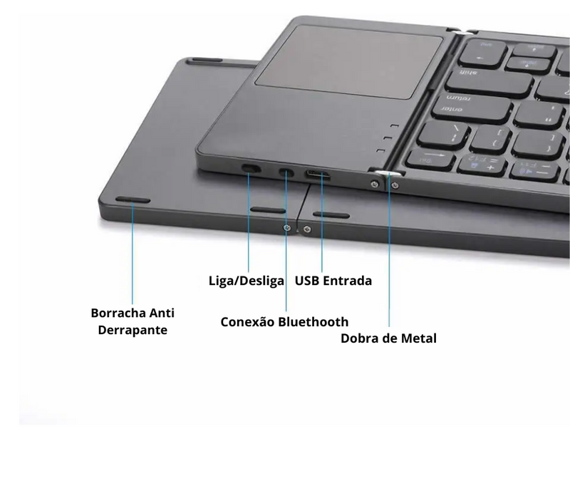 TypeFlow® - Teclado Com Mouse Para Celulares, Portátil Dobrável  - Vinych