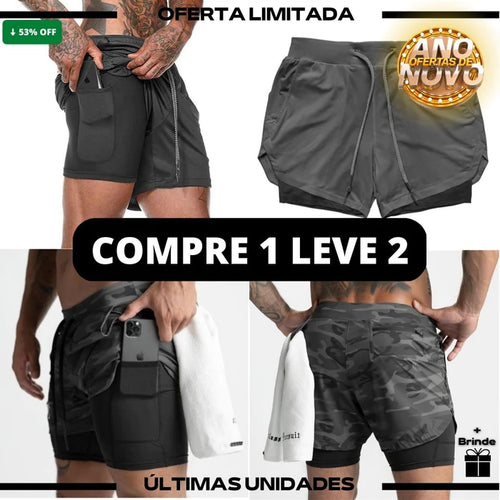 Shorts DryFit® Dupla Camada - Leve 2 Pelo Preço de 1 + Brinde Exclusivo Surpresa