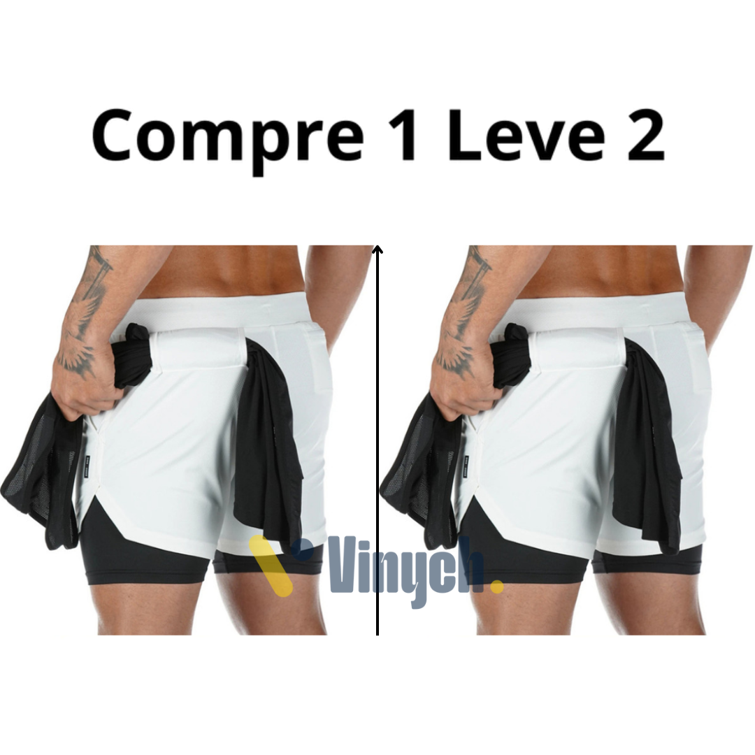 Shorts DryFit® Dupla Camada - Leve 2 Pelo Preço de 1 + Brinde Exclusivo Surpresa