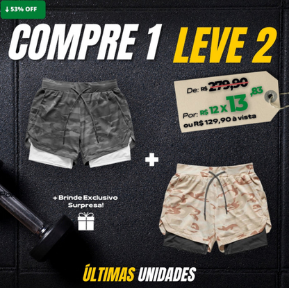 Shorts DryFit® Dupla Camada - Leve 2 Pelo Preço de 1 + Brinde Exclusivo Surpresa